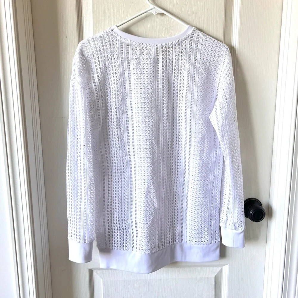 FABLETICS Sophie Crocheted Open Knit Long Sleeve Sweater—SZ. XS
